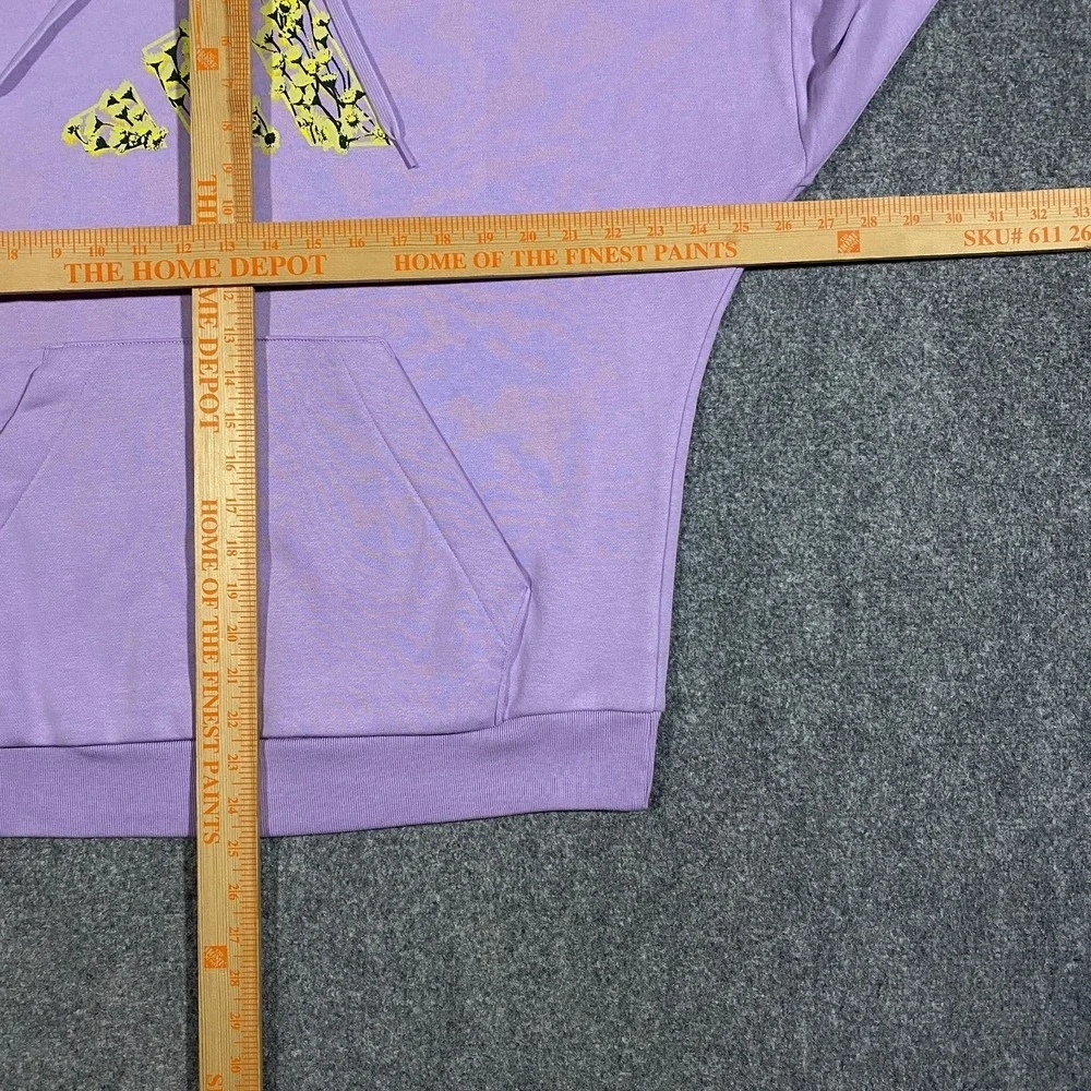 Adidas Trefoil Floral Logo Hoodie Womens L Pastel Purple Plum Pullover Fleece